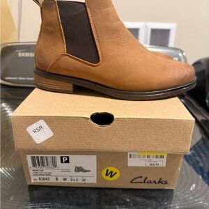 Clarks Brown Leather Ankle Boots